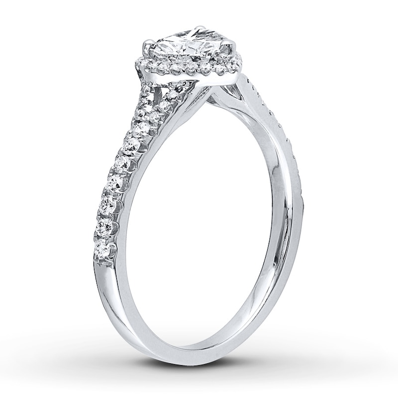 Main Image 3 of Previously Owned Diamond Engagement Ring 1 ct tw Heart-Shaped 14K White Gold