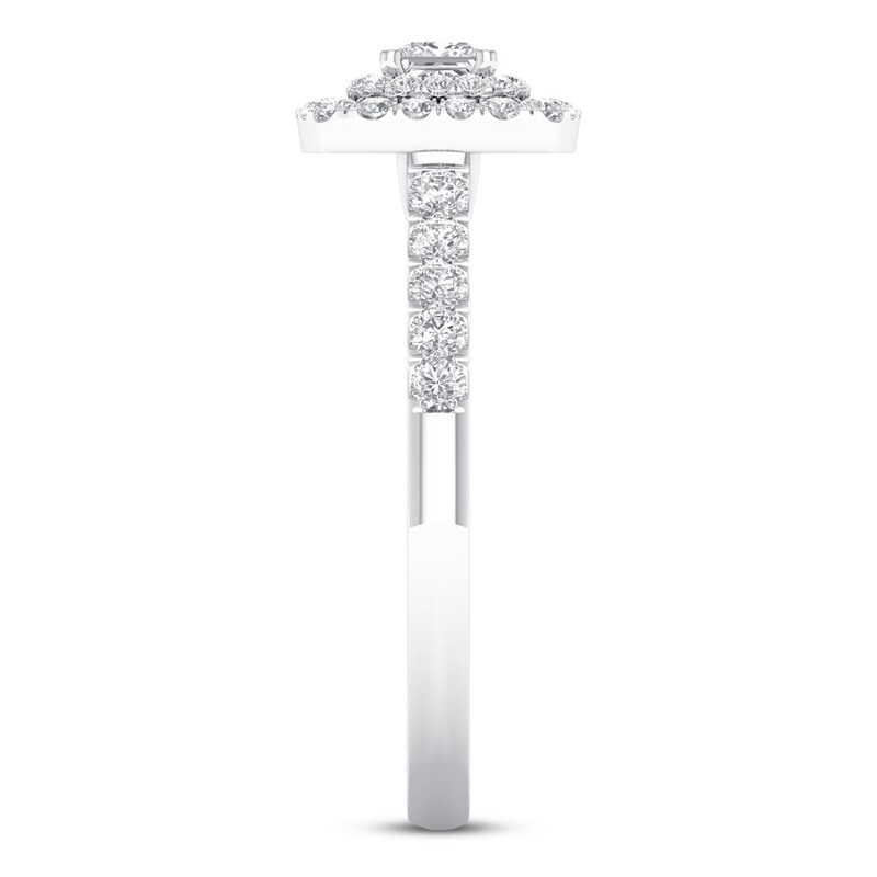 Main Image 4 of Previously Owned Diamond Promise Ring 1/2 ct tw Princess/Round 10K White Gold