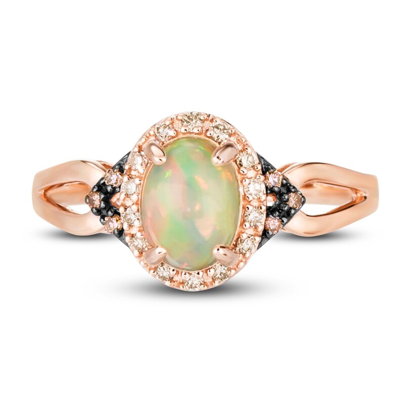 Main Image 3 of Previously Owned Le Vian Natural Opal Ring 1/6 ct tw Diamonds 14K Strawberry Gold