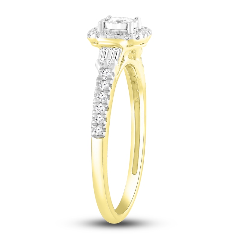 Main Image 2 of Previously Owned Diamond Ring 3/8 ct tw Round/Baguette 10K Yellow Gold