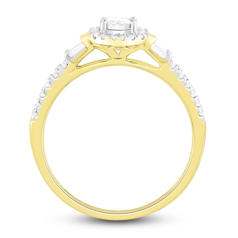 Main Image 3 of Previously Owned Diamond Ring 3/8 ct tw Round/Baguette 10K Yellow Gold