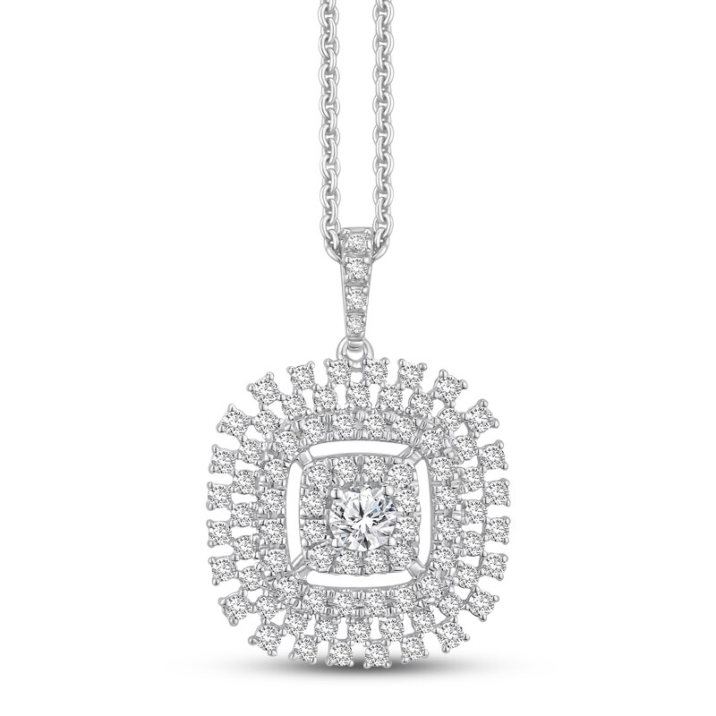 Main Image 1 of Previously Owned Diamond Necklace 1-1/2 ct tw Round 18K White Gold