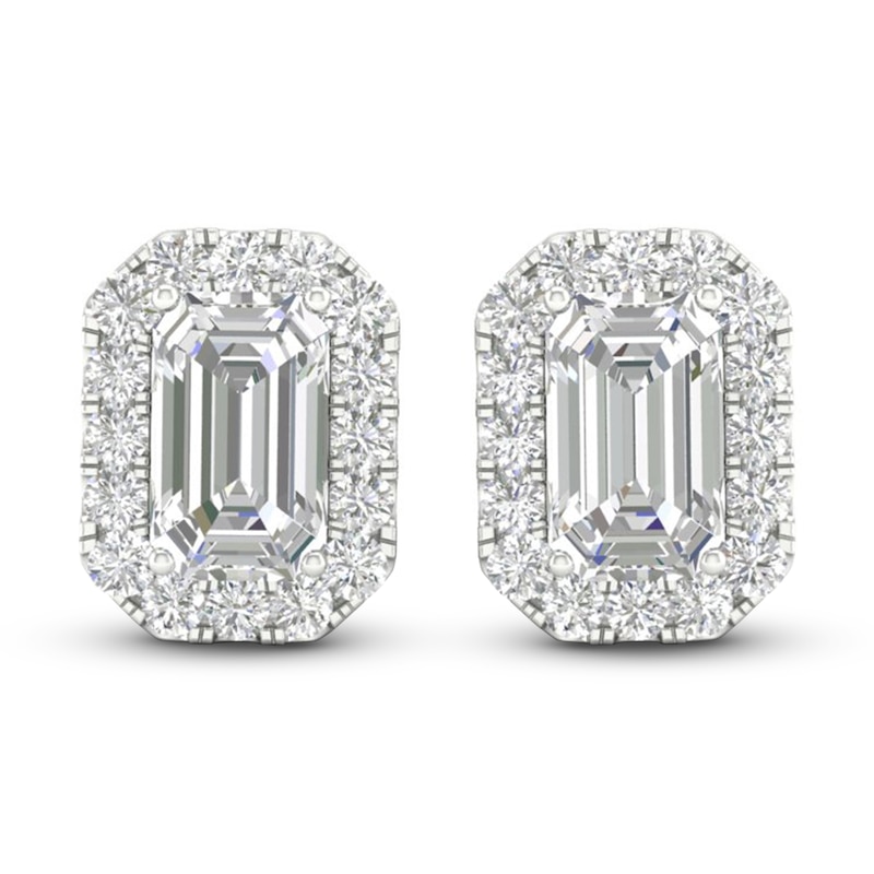 Main Image 1 of Previously Owned Diamond Stud Earrings 1/2 ct tw Round/Emerald 14K White Gold