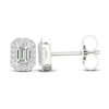 Thumbnail Image 2 of Previously Owned Diamond Stud Earrings 1/2 ct tw Round/Emerald 14K White Gold