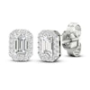 Thumbnail Image 3 of Previously Owned Diamond Stud Earrings 1/2 ct tw Round/Emerald 14K White Gold