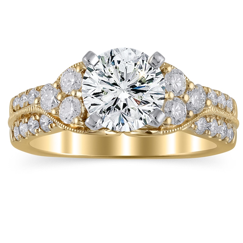 Main Image 3 of Previously Owned Hearts Desire Diamond Engagement Ring Setting 3/4 ct tw Round 18K Yellow Gold