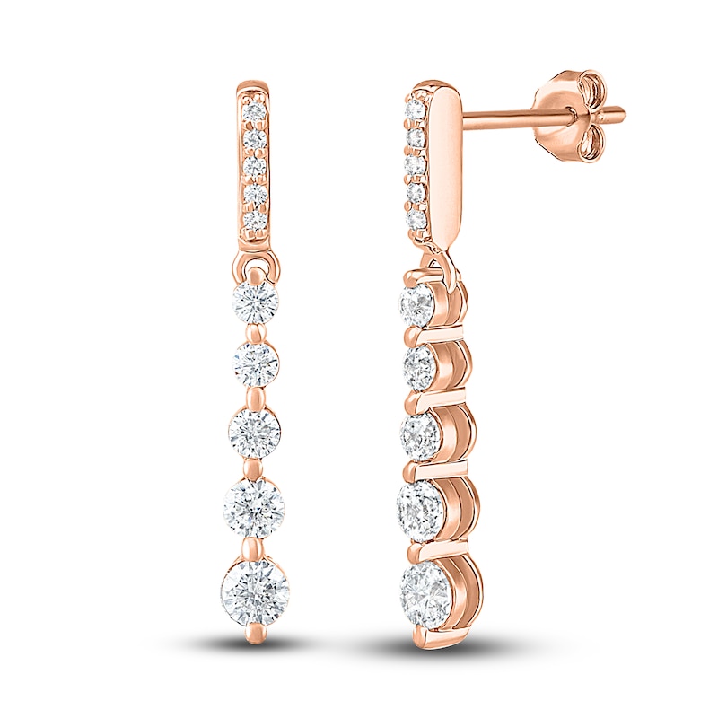 Main Image 1 of Previously Owned Diamond Dangle Earrings 1/2 ct tw Round 10K Rose Gold