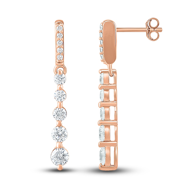 Main Image 2 of Previously Owned Diamond Dangle Earrings 1/2 ct tw Round 10K Rose Gold