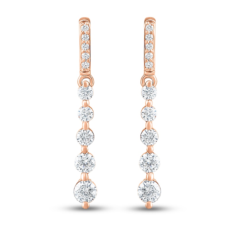 Main Image 3 of Previously Owned Diamond Dangle Earrings 1/2 ct tw Round 10K Rose Gold