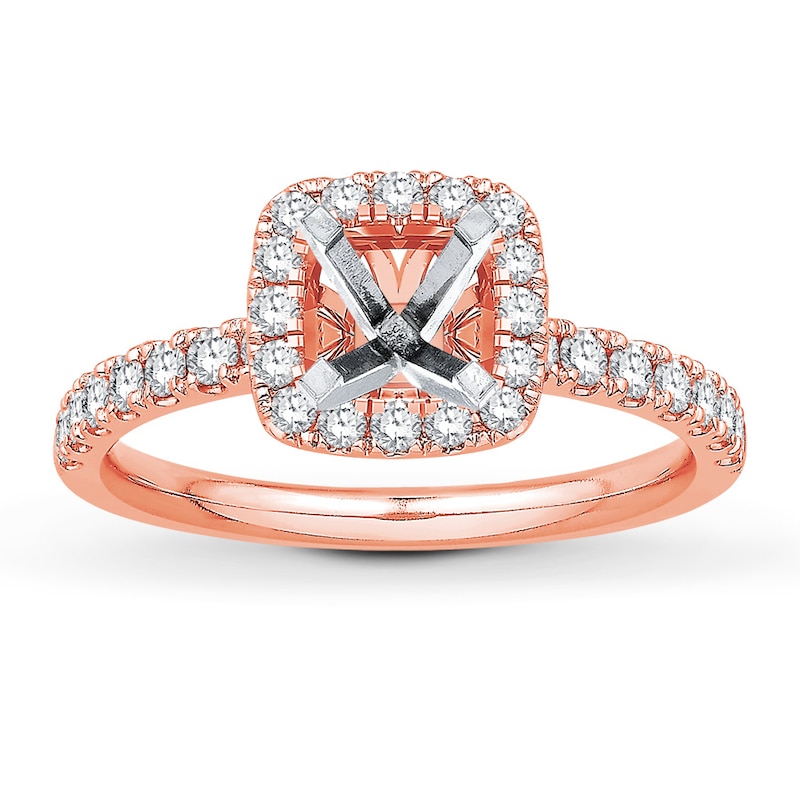 Main Image 1 of Previously Owned Colorless Diamond Ring Setting 1/2 cttw Round-cut 14K Rose Gold