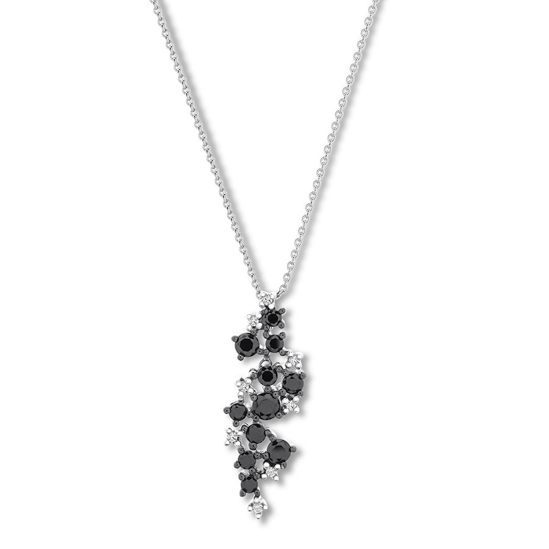 Main Image 1 of Previously Owned Black & White Diamond Necklace 1/2 carat tw 14K White Gold