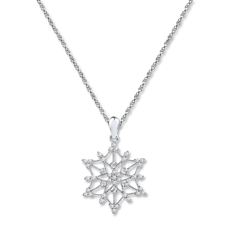 Previously Owned Snowflake Necklace 1/2 ct tw Diamonds 10K White Gold