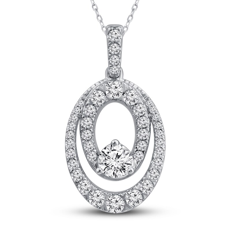 Main Image 1 of Previously Owned  Diamond Necklace 1 ct tw Round 14K White Gold