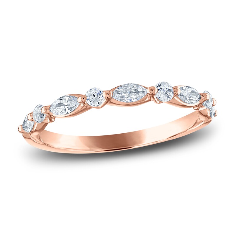Main Image 1 of Previously Owned Diamond Anniversary Band 1/2 ct tw Marquise/Round 14K Rose Gold