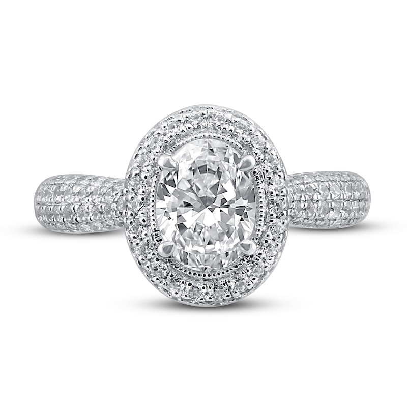 Main Image 3 of Previously Owned Pnina Tornai Elevated Love Diamond Engagement Ring 1-3/4 ct tw Oval/Round 14K White Gold