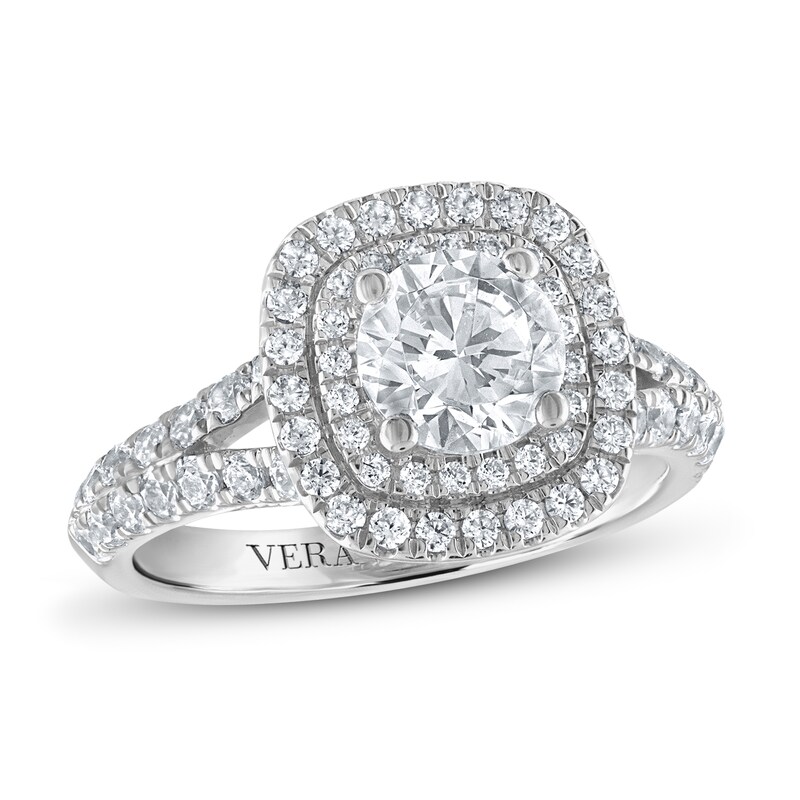 Main Image 1 of Previously Owned Vera Wang WISH Diamond Engagement Ring 1-1/2 ct tw Round 14K White Gold