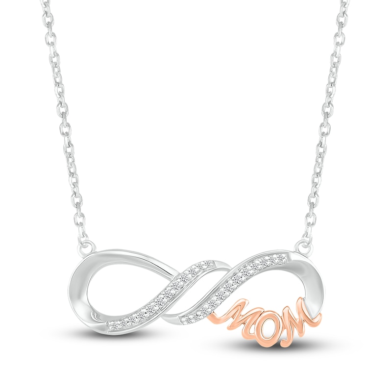 Main Image 1 of Previously Owned Diamond Mom Infinity Necklace 1/15 ct tw Sterling Silver/10K Gold