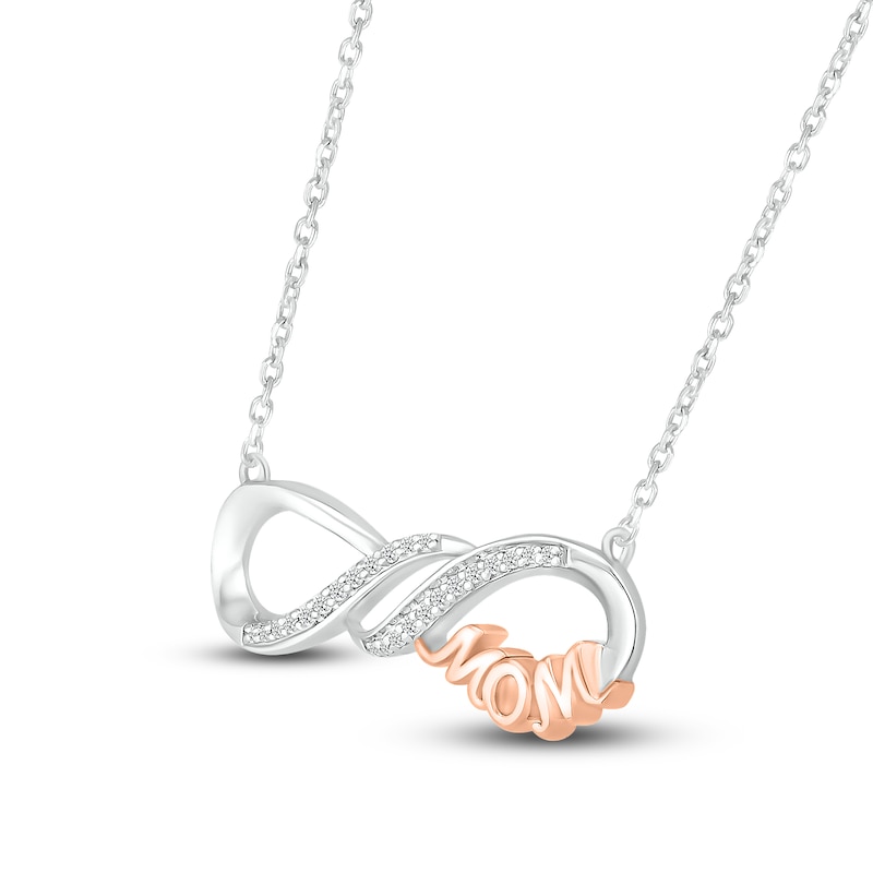 Main Image 2 of Previously Owned Diamond Mom Infinity Necklace 1/15 ct tw Sterling Silver/10K Gold