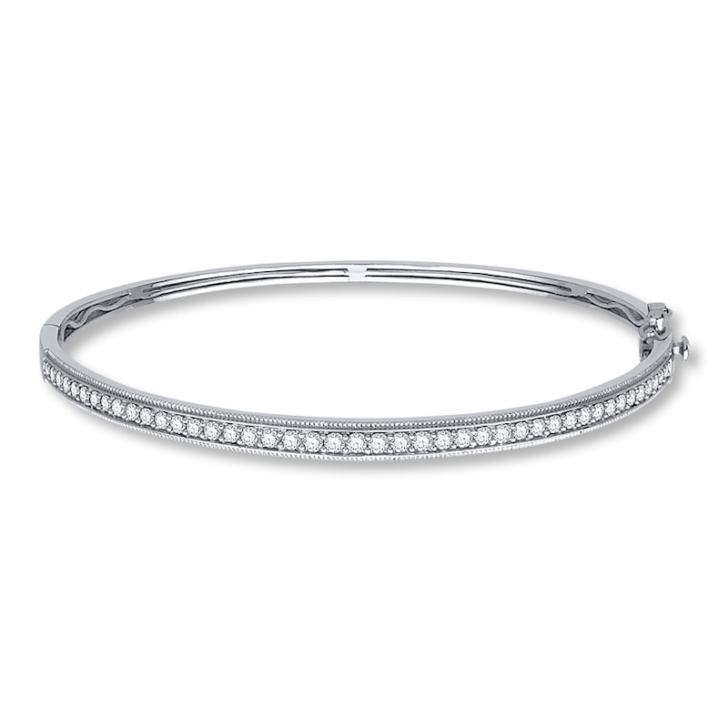 Main Image 1 of Previously Owned Diamond Bangle 1 ct tw Round 14K White Gold