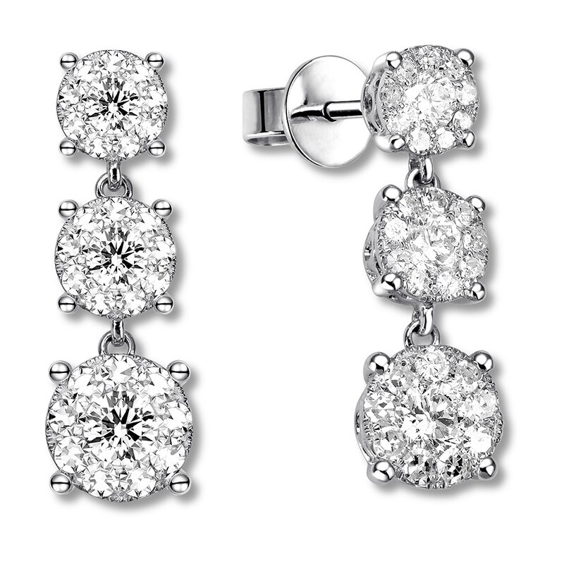 Main Image 1 of Previously Owned Diamond Earrings 1 Carat tw Round 14K White Gold