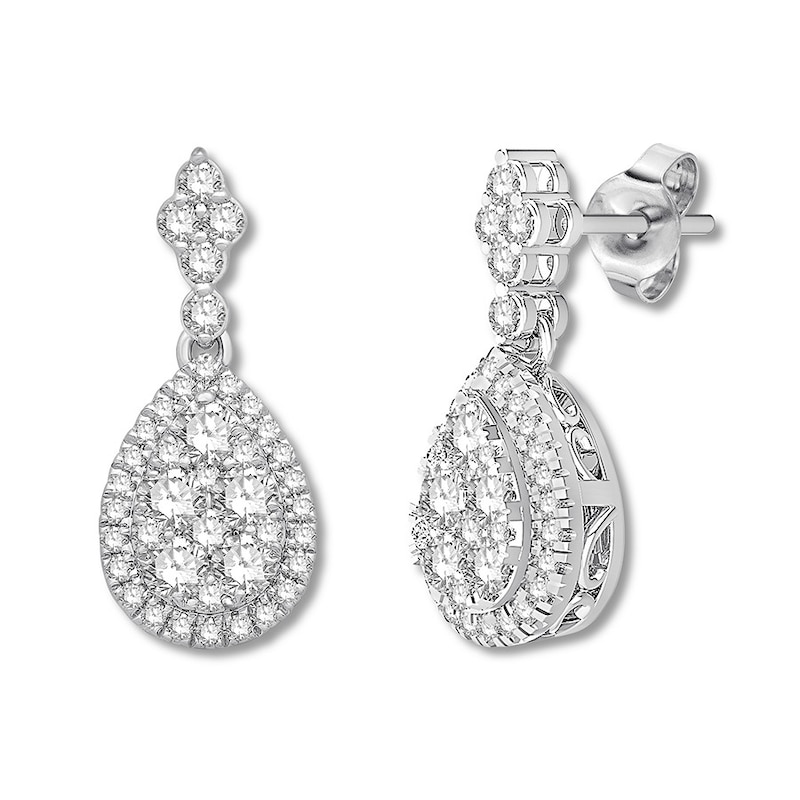 Main Image 2 of Previously Owned Colorless Diamond Dangle Earrings 1 ct tw 14K White Gold