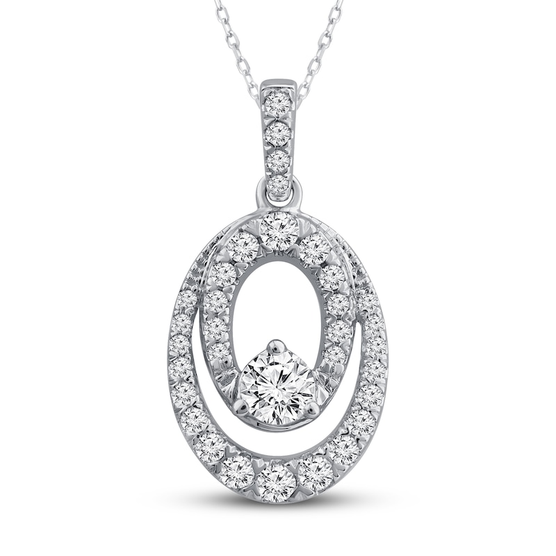 Main Image 1 of Previously Owned  Diamond Necklace 1/2 ct tw Round 10K White Gold