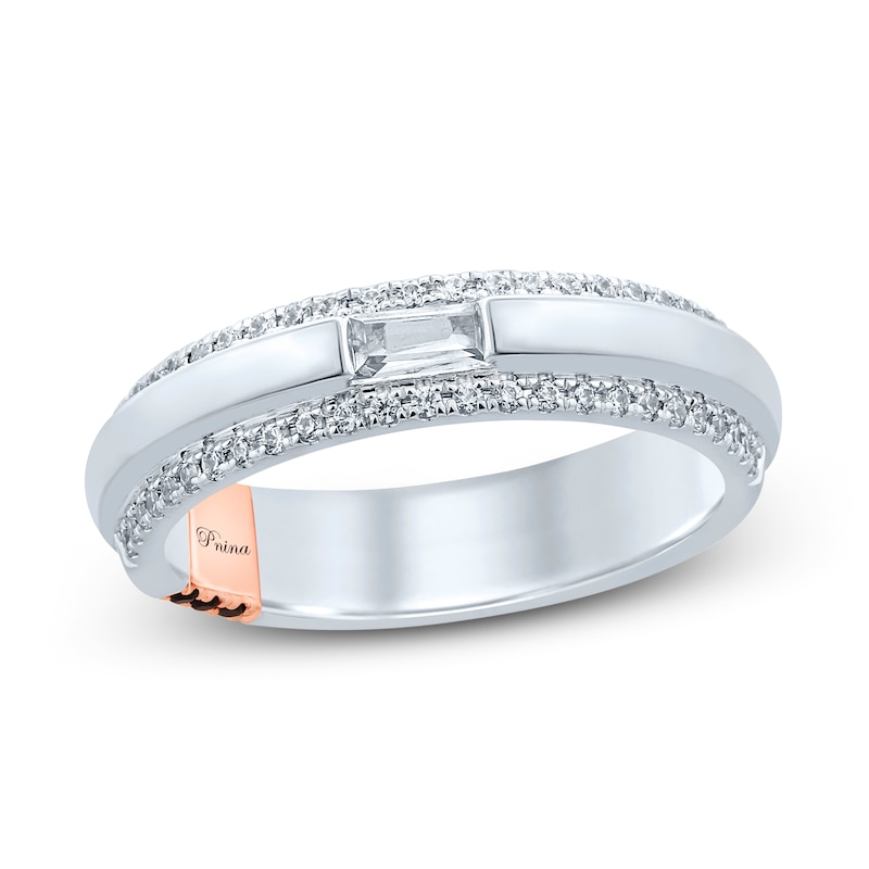 Main Image 1 of Previously Owned Pnina Tornai Found The One Men's Diamond Wedding Band 1/2 ct tw Round/Baguette 14K White Gold