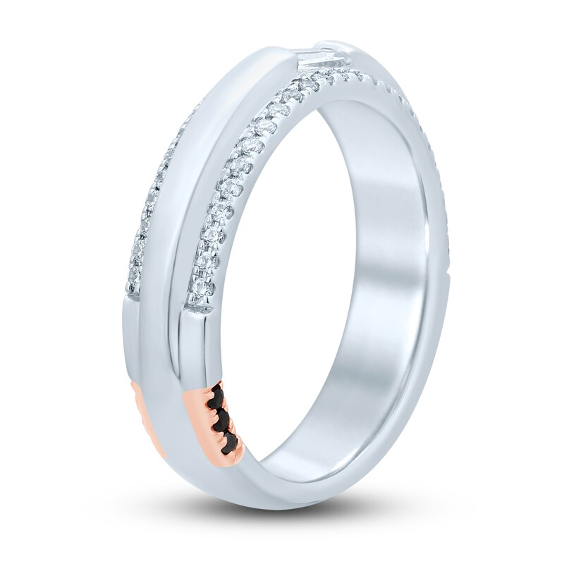 Main Image 2 of Previously Owned Pnina Tornai Found The One Men's Diamond Wedding Band 1/2 ct tw Round/Baguette 14K White Gold