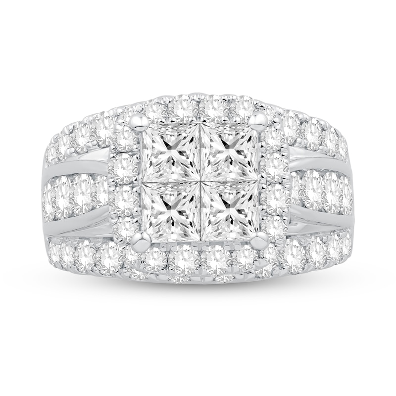 Main Image 3 of Previously Owned Diamond Engagement Ring 4 ct tw Princess/Round 14K White Gold