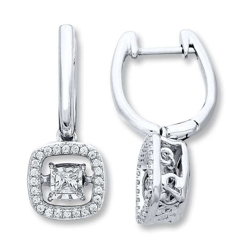 Main Image 1 of Previously Owned Diamonds in Rhythm 1/3 ct tw Earrings 10K White Gold