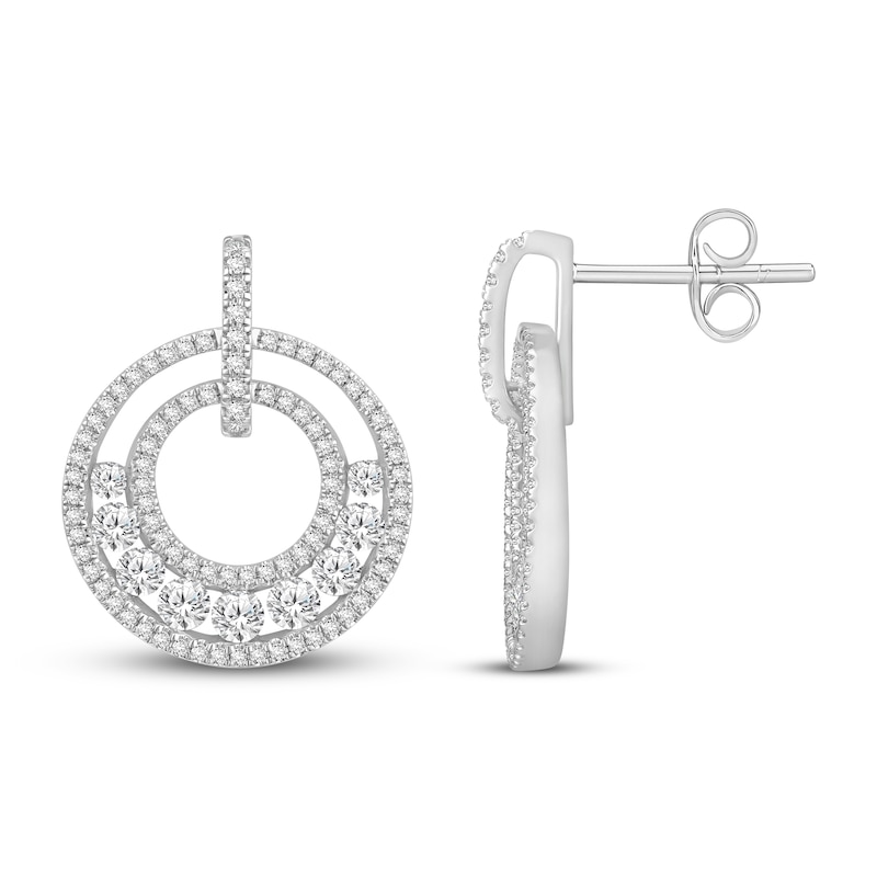 Main Image 1 of Previously Owned Hearts Desire Diamond Earrings 2 ct tw Round 18K White Gold