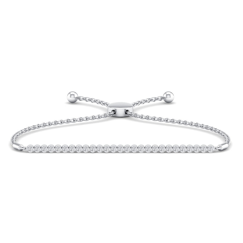 Main Image 1 of Previously Owned Diamond Bolo Bracelet 1 ct tw Round 14K White Gold