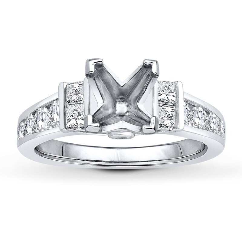 Main Image 1 of Previously Owned Diamond Ring Setting 7/8 ct tw Princess/Round 14K White Gold