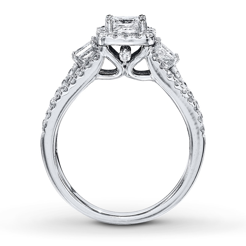 Main Image 2 of Previously Owned 3-Stone Diamond Ring 1-1/2 ct tw Princess-cut 14K White Gold