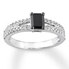 Thumbnail Image 1 of Previously Owned Emerald-cut Black Diamond Ring 1 ct tw 14K White Gold