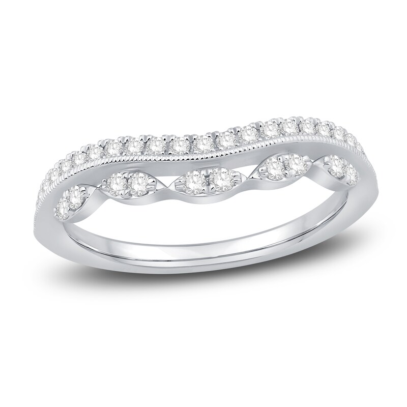 Main Image 1 of Previously Owned Diamond Contour Band 1/3 ct tw Round 14K White Gold
