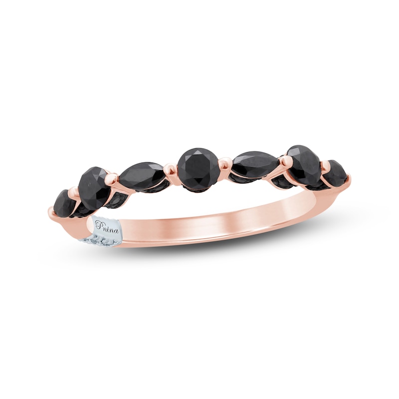 Main Image 1 of Previously Owned Pnina Tornai Exclusively Yours Black Diamond Anniversary Ring 1 ct tw Marquise/Round 14K Rose Gold