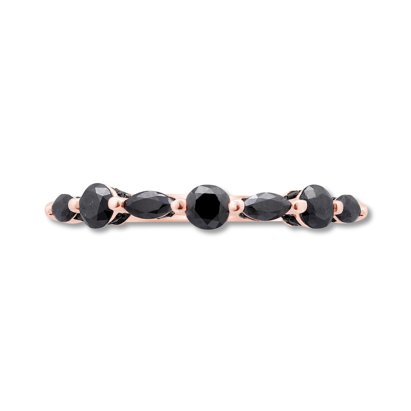 Main Image 3 of Previously Owned Pnina Tornai Exclusively Yours Black Diamond Anniversary Ring 1 ct tw Marquise/Round 14K Rose Gold