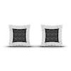 Thumbnail Image 1 of Previously Owned Men's Black Diamond Stud Earrings 1 ct tw Round 10K White Gold
