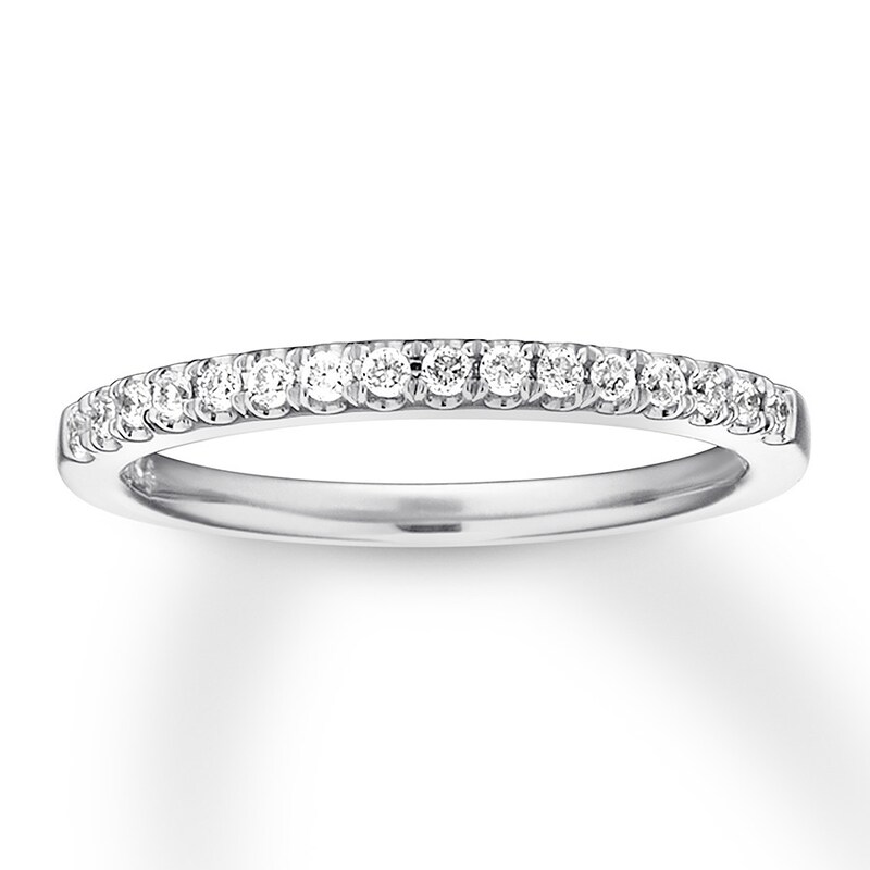 Main Image 1 of Previously Owned Diamond Wedding Band 1/10 ct tw Round-cut 14K White Gold