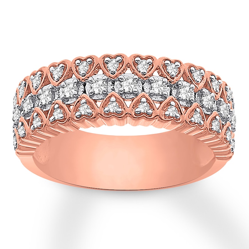 Main Image 1 of Previously Owned Diamond Heart Band 1/3 ct tw Round-cut 14K Two-Tone Gold
