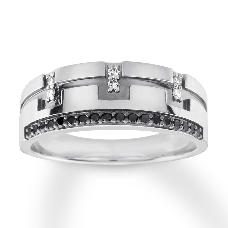Previously Owned Men's Diamond Ring 1/4 ct tw Black & White 10K White Gold