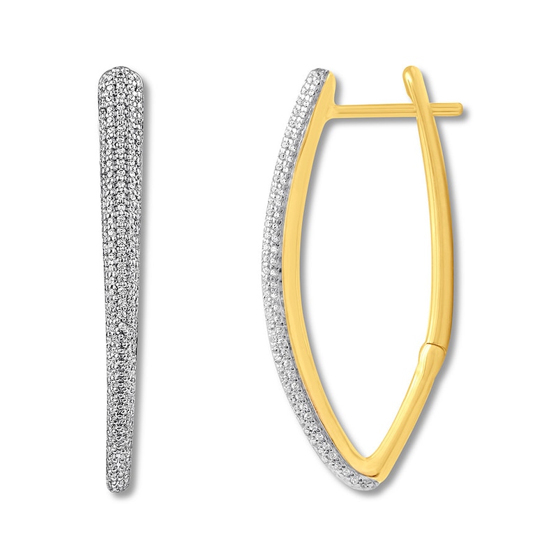 Main Image 1 of Previously Owned Diamond Hoop Earrings 5/8 ct tw Round-cut 14K Yellow Gold