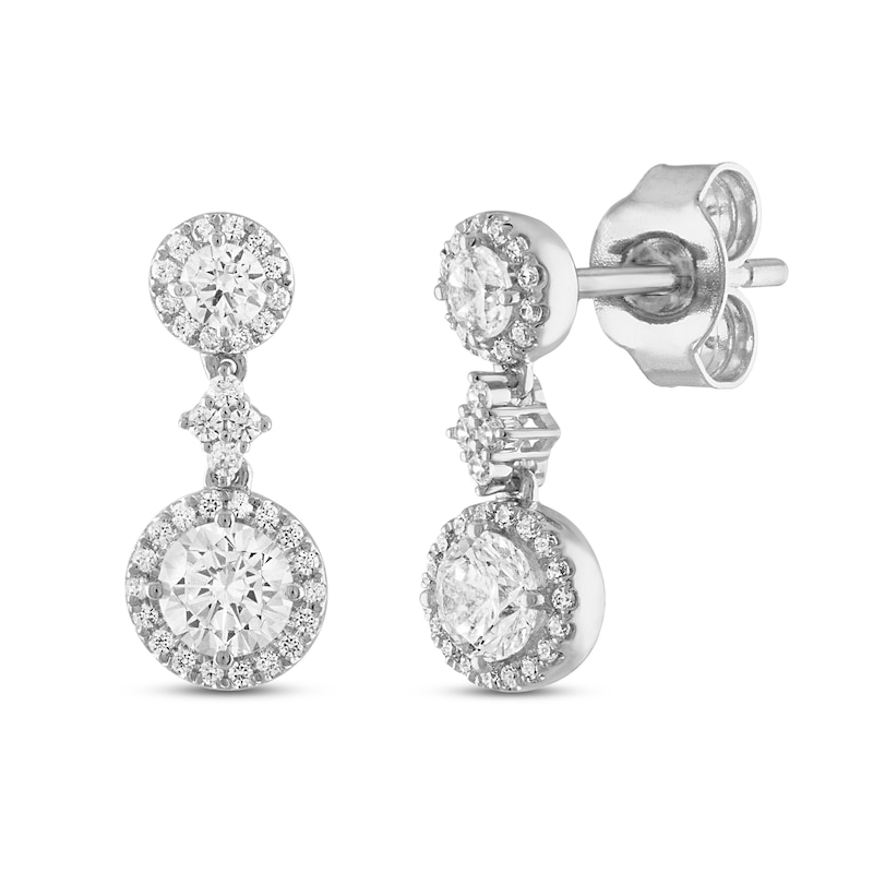 Main Image 1 of Previously Owned Diamond Earrings 1 ct tw Round 18K White Gold