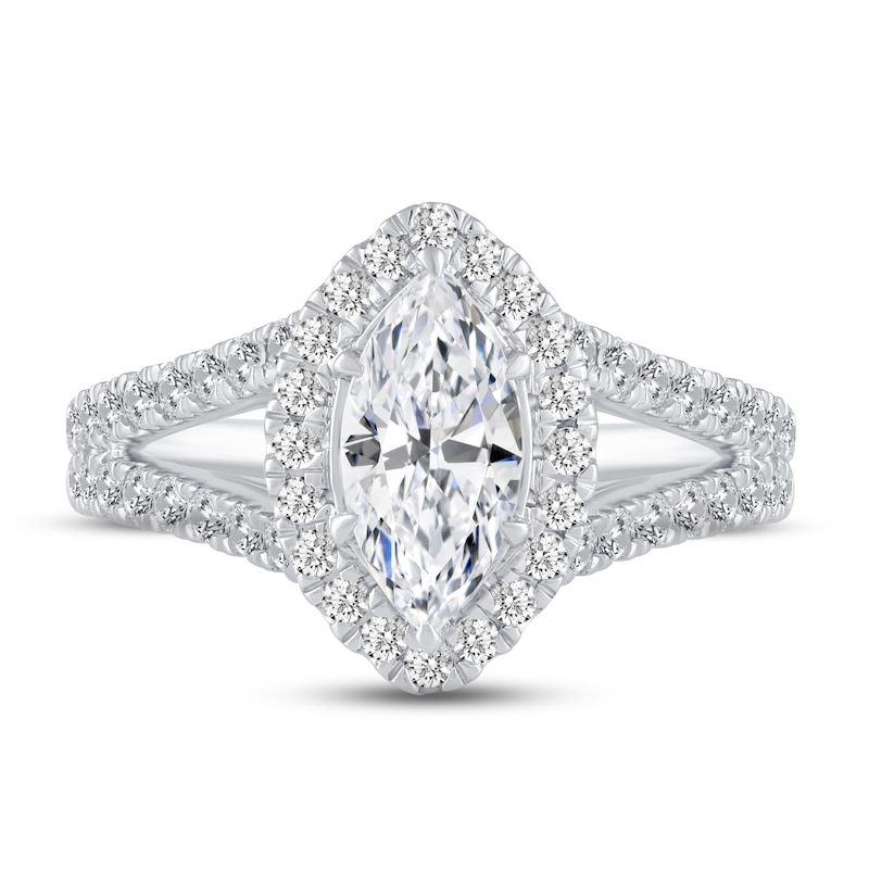 Main Image 3 of Previously Owned Diamond Engagement Ring 1-5/8 ct tw Marquise/Round 14K White Gold