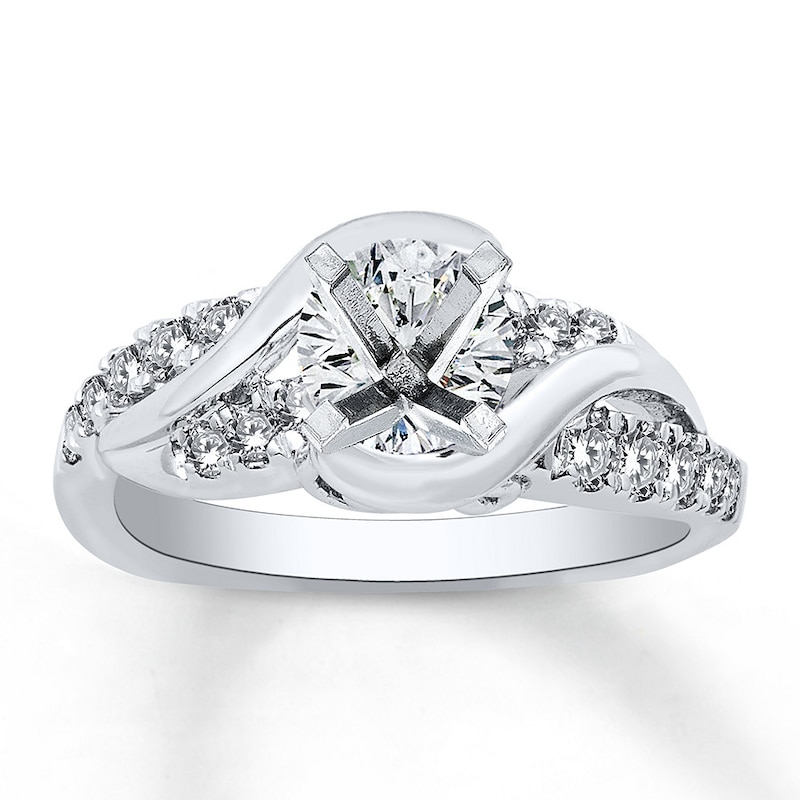 Main Image 1 of Previously Owned Diamond Ring Setting 1/2 ct tw Round 18K White Gold