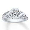 Thumbnail Image 3 of Previously Owned Diamond Ring Setting 1/2 ct tw Round 18K White Gold