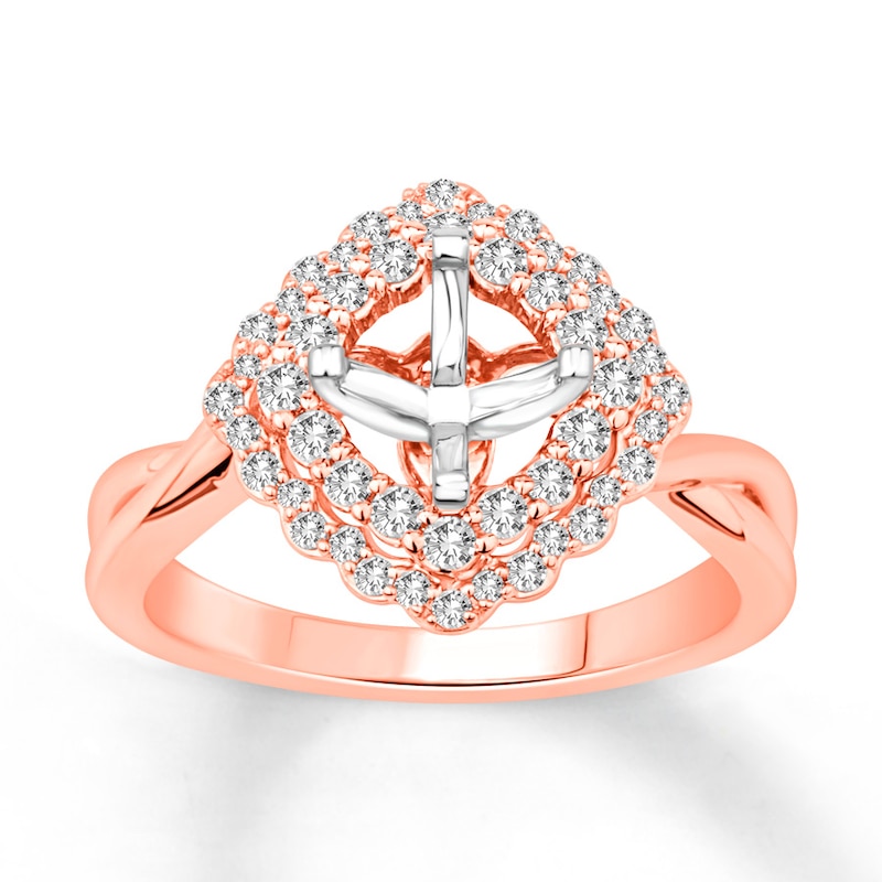 Main Image 1 of Previously Owned Diamond Ring Setting 3/8 ct tw Round-cut 14K Rose Gold