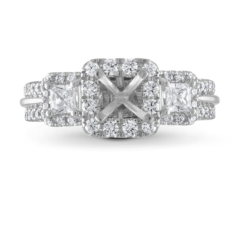 Main Image 1 of Previously Owned Vera Wang WISH Diamond Engagement Ring Setting 1 ct tw Round/Princess 14K White Gold