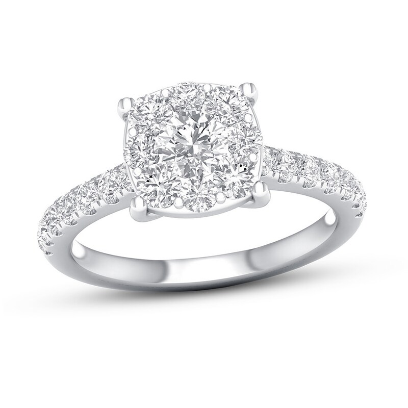 Main Image 1 of Previously Owned Diamond Engagement Ring 1 1/5 ct tw Round 14K White Gold
